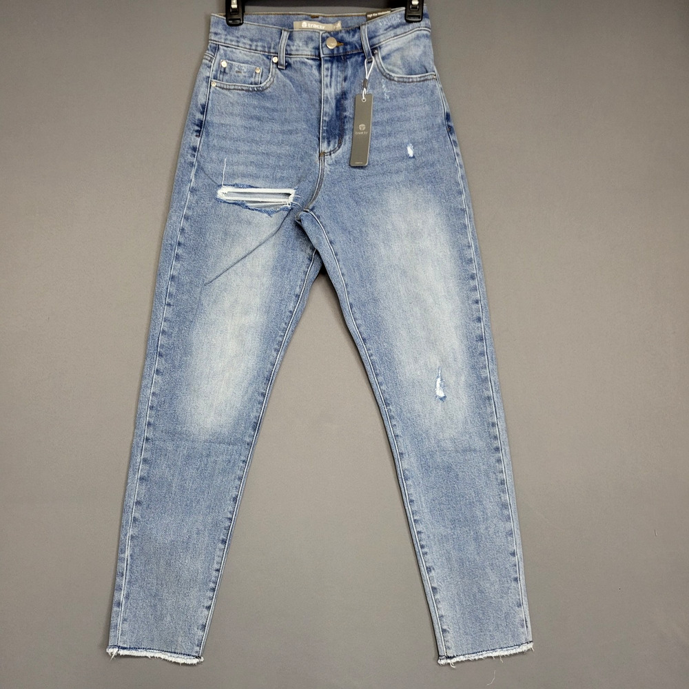 Tractr Jeans Womens 0 25 High Rise Weekender Blue Distressed Raw Hem Denim Pants